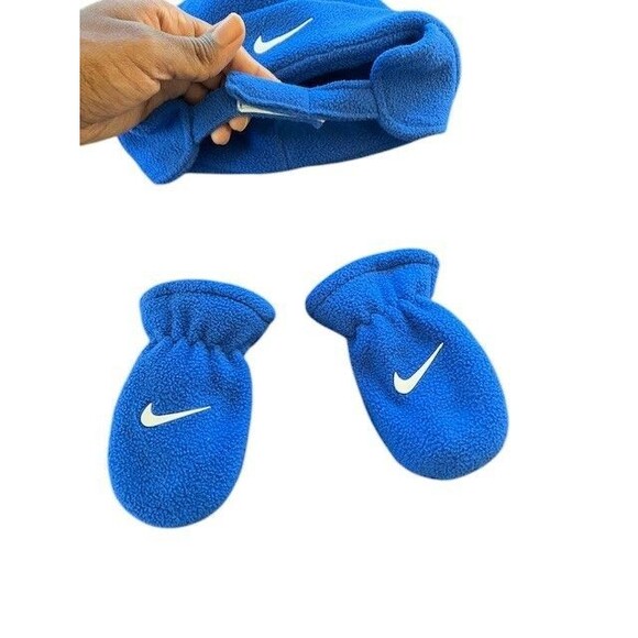 Nike Infant Fleece Hat Mittens Set Blue Baby - Picture 2 of 13